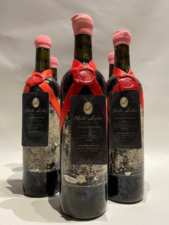 Coffret 6 bouteilles de vin Melle Sophie immergées en eau de mer