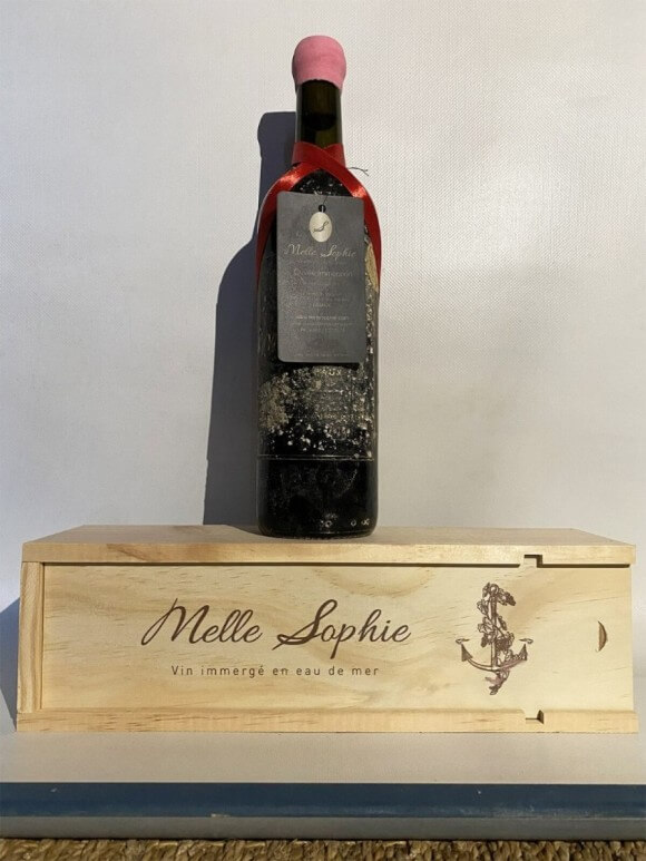 Bordeaux rouge Melle Sophie vin immergé en eau de mer